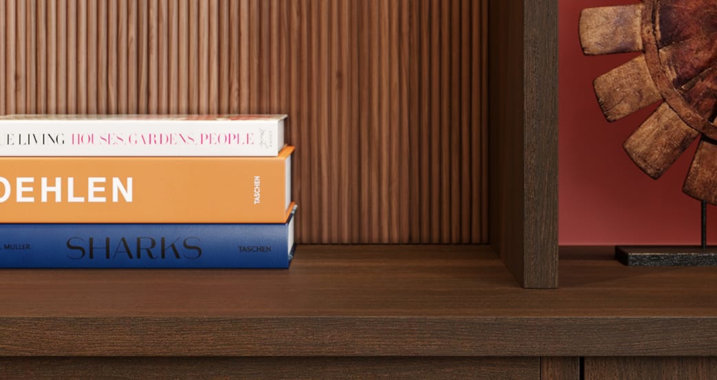 Dark Wood Finish Bookshelves | California Closets