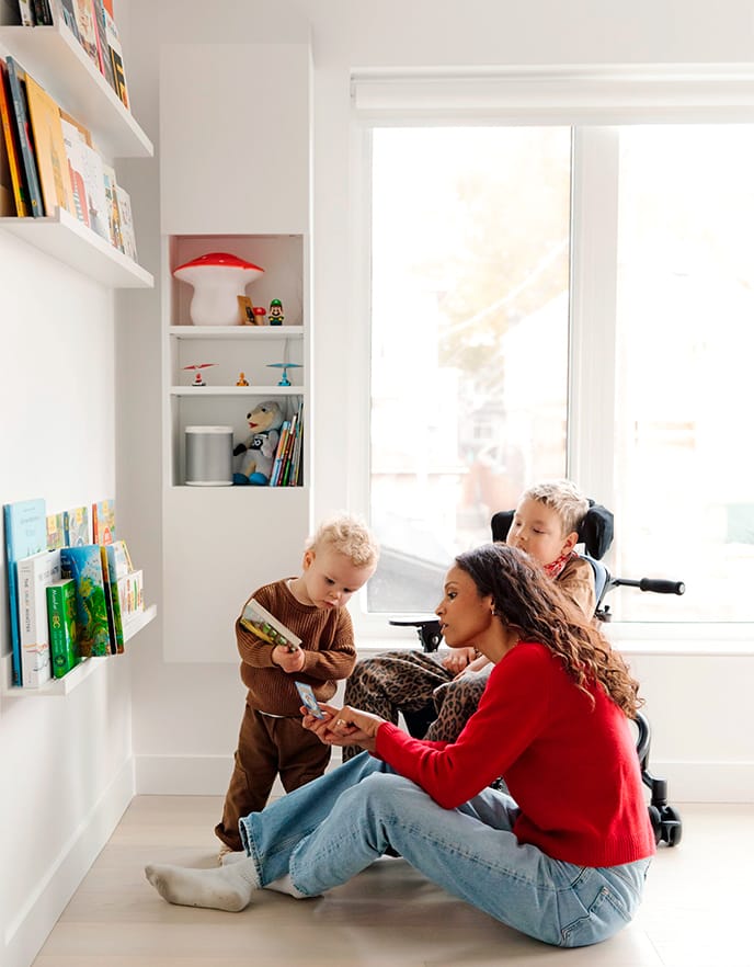 Kids playroom and closet cabinet space in white finish from California Closets
