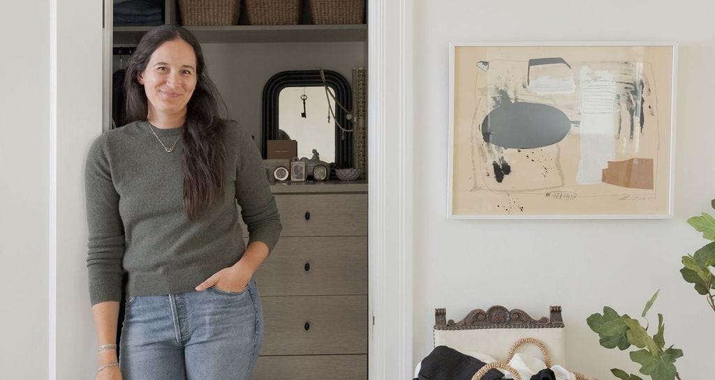 Caitlin Flemming's customized walk in closet design with shelving and drawers by California Closets